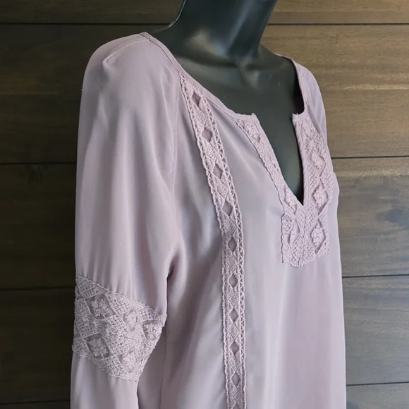 BKE Size M Purple Embroidered Blouse Tunic - Picture 6 of 9